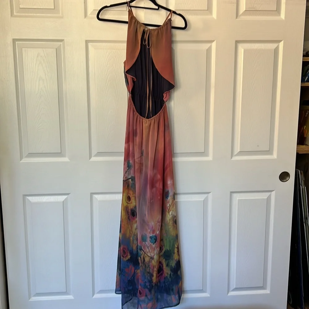Backless Flower Pattern Dress - Picture 3 of 3